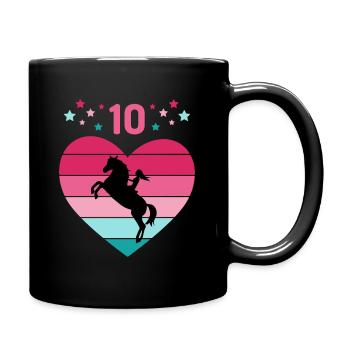 Reiterin Pferd Reitsport 10. Geburtstag Pony Reite - Tasse einfarbig - Schwarz - Rechts