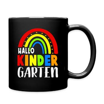 Hallo Kindergarten 1. Tag Kita Mädchen - Tasse einfarbig - Schwarz - Rechts