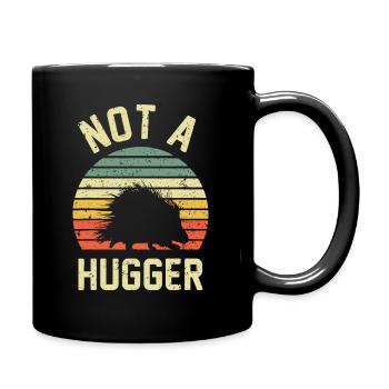 Vintage Not A Hugger, - Funny Porcupine - Full Colour Mug - black - Right