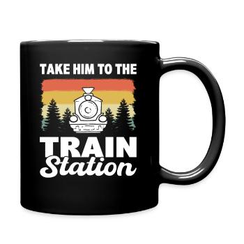 Take Him To The Train Station Engineman - Full Colour Mug - black - Right