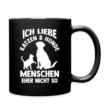 Hunde Katzenliebhaber Hundeliebhaber Katzen - Tasse einfarbig - Schwarz - Rechts