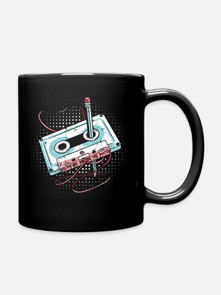 80er Jahre Kassette 1990er Bleistift Wickelkassette - Tasse einfarbig - Schwarz