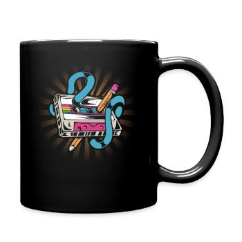 80er Jahre Kassette 1990er Bleistift Wickelkassette - Tasse einfarbig - Schwarz - Rechts