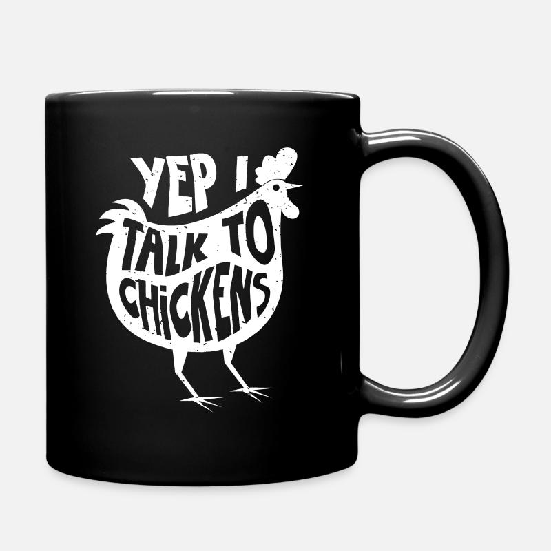 Ja, ich spreche mit Hühnern | Niedliche Hühnchen-Buffs - Tasse einfarbig - Schwarz