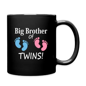 Großer Bruder des Zwillingsjungen und des Mädchens Geschwisterfußabdruck - Tasse einfarbig - Schwarz - Rechts
