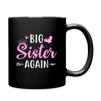 Big Sister again Sibling Older Daughter Arrow - Full Colour Mug - black - Right