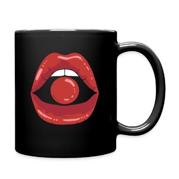 Sexy rote Lippen Lippenstift - Tasse einfarbig - Schwarz - Rechts