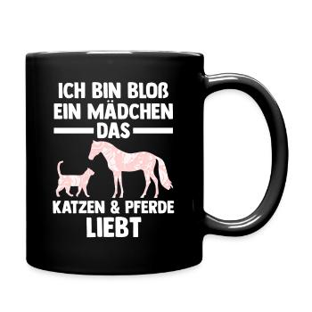 Katzen Pferdeliebhaber Katzenliebhaber Pferde - Tasse einfarbig - Schwarz - Rechts