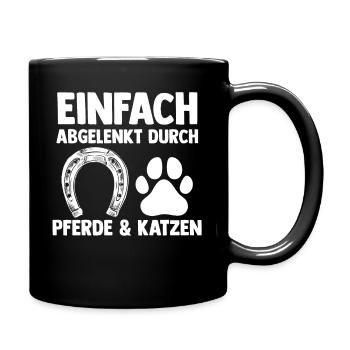 Katzen Pferdeliebhaber Katzenliebhaber Pferde - Tasse einfarbig - Schwarz - Rechts
