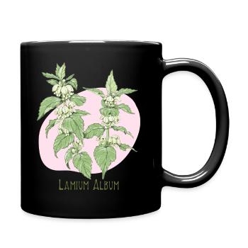 Dessin botanique blanc clair - Mug uni - noir - Droite