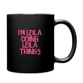 Je suis Leila en train de faire des choses à Leila - Mug uni - noir - Droite