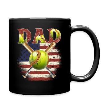 Baseball Dad USA Flag - Full Colour Mug - black - Right