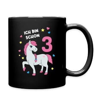Reiterin Pferd Reitsport 3. Geburtstag Pony Reiten - Tasse einfarbig - Schwarz - Rechts