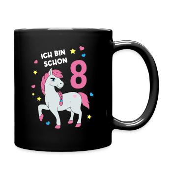 Reiterin Pferd Reitsport 8. Geburtstag Pony Reiten - Tasse einfarbig - Schwarz - Rechts