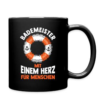 Rettungsschwimmer Bademeister - Tasse einfarbig - Schwarz - Rechts