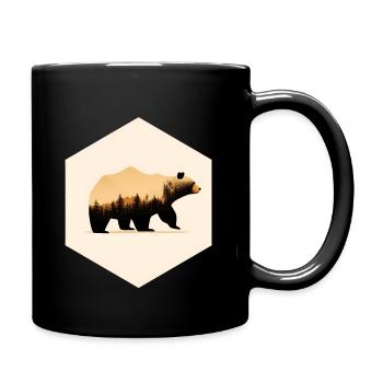 Silhouette Bear Forest, Bear with Trees, Pine Forest - Mug uni - noir - Droite
