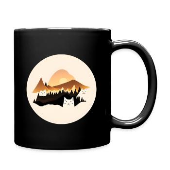 Katzen und Berge und Katzenberge Panorama Catorama - Tasse einfarbig - Schwarz - Rechts