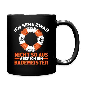 Rettungsschwimmer Bademeister - Tasse einfarbig - Schwarz - Rechts