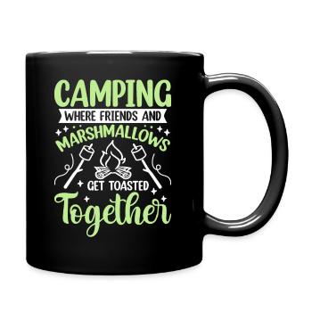 Camping where friends and marshmallow are roasted - Full Colour Mug - black - Right