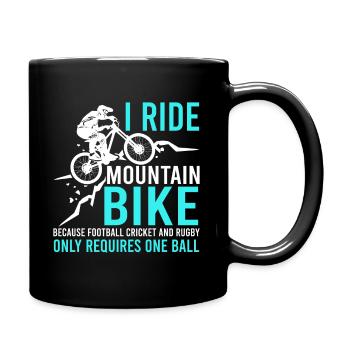Ich Fahre Mountainbike Weil Fußball Kricket - Tasse einfarbig - Schwarz - Rechts