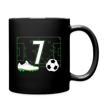 Fußballverein Amateurfußball 7 Geburtstag Fußball - Tasse einfarbig - Schwarz - Rechts