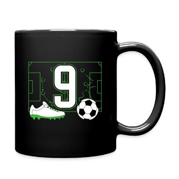 Fußballverein Amateurfußball 9 Geburtstag Fußball - Tasse einfarbig - Schwarz - Rechts