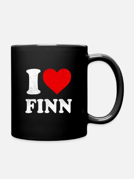 I Heart Finn Clothing Distressed I Love Finn - Full Colour Mug - black