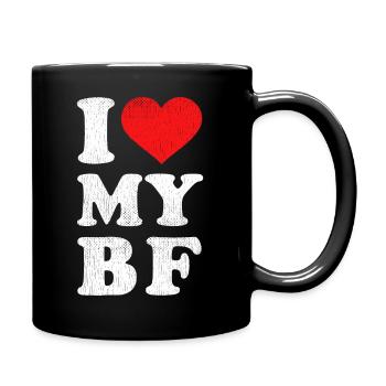 Distressed I Heart My Boyfriend Apparel I Love My - Full Colour Mug - black - Right
