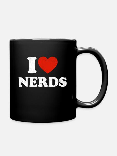 Damen I Love Nerds Outfit Distressed I Heart - Tasse einfarbig - Schwarz