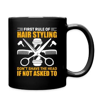 Friseur Regel Haare schneiden Friseursalon - Tasse einfarbig - Schwarz - Rechts
