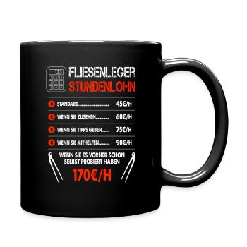 Fliesenleger Arbeit Kollege Fliesen Leger Geschenk - Tasse einfarbig - Schwarz - Rechts