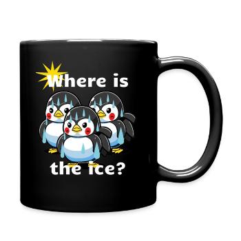 Schwitzende Pinguine. Klima es ist zu warm. - Tasse einfarbig - Schwarz - Rechts