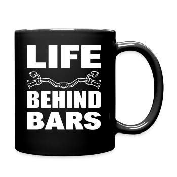 Life Behind Bars Motorradfahrer - Tasse einfarbig - Schwarz - Rechts