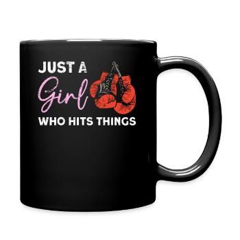 Juste une fille qui frappe des choses Boxe - Mug uni - noir - Droite
