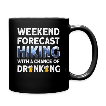 Funny Weekend Forecast Hiking Mountain climbers - Full Colour Mug - black - Right