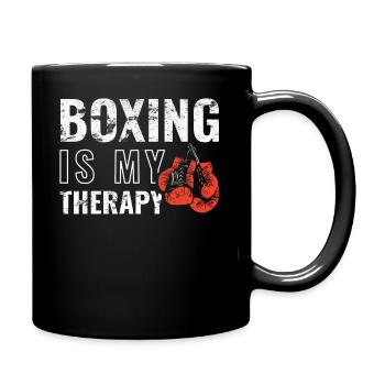 Funny Martial Arts Boxing is my Therapy Boxen - Tasse einfarbig - Schwarz - Rechts