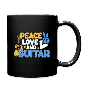 Frieden Liebe Und Gitarre - Tasse einfarbig - Schwarz - Rechts