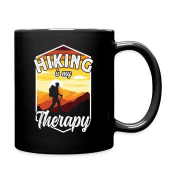 Funny Hiking is my Therapy Mountain climbers and - Full Colour Mug - black - Right