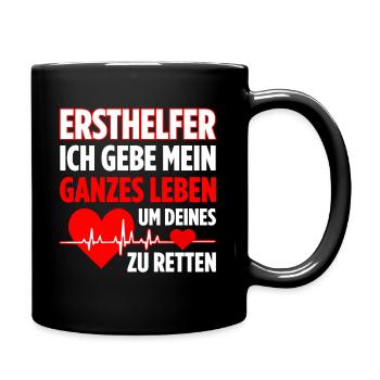 Erste Hilfe Für Ersthelfer Rettungssanitäter Sanit - Tasse einfarbig - Schwarz - Rechts
