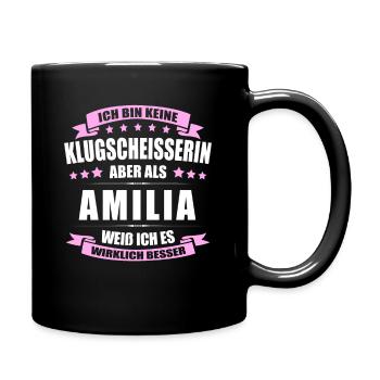 Name Amilia Vorname Klugscheisserin Namenstag - Tasse einfarbig - Schwarz - Rechts