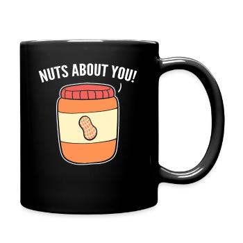 Nuts About You! Nüsse Liebhaber - Tasse einfarbig - Schwarz - Rechts