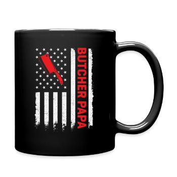 Metzger Vater Papa Fleischerei Dad - Tasse einfarbig - Schwarz - Rechts