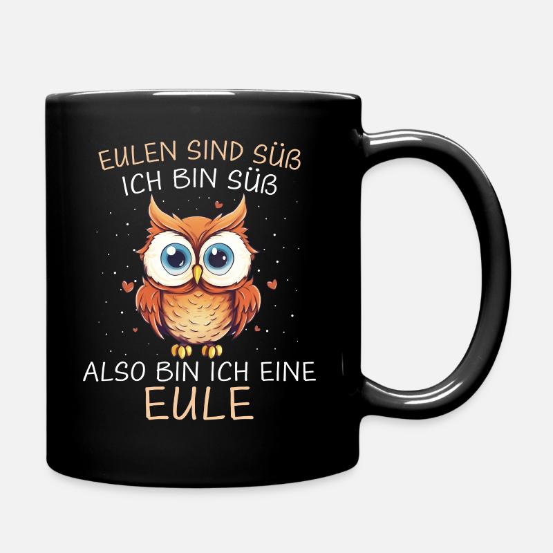 Nachteule Eule Eulen Vogel - Tasse einfarbig - Schwarz