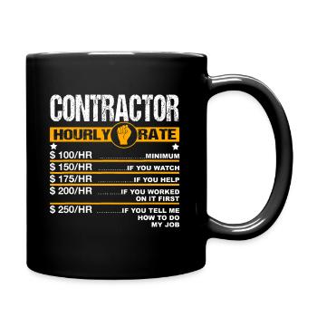 Mens Funny Contractor Hourly Rate Handyman Labor - Full Colour Mug - black - Right