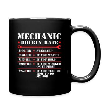 Mechaniker Stundensatz Lustiges Auto Motorrad Arbeit - Tasse einfarbig - Schwarz - Rechts
