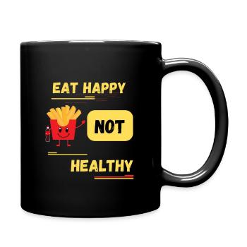 La nourriture donne le bonheur, pas la santé - Mug uni - noir - Droite