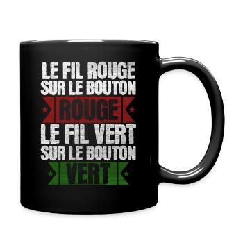 le fil rouge sur le bouton rouge la 7ème compagnie - Mug uni - noir - Droite