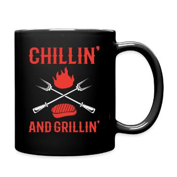 Chillin' And Grillin' Grillen - Tasse einfarbig - Schwarz - Rechts