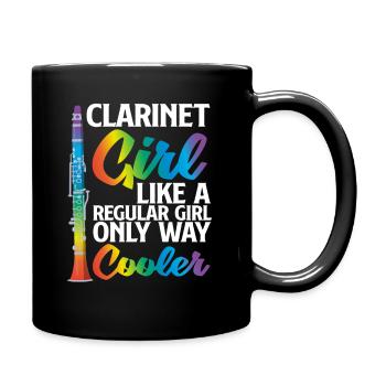 Clarinet Girl Musician - Full Colour Mug - black - Right