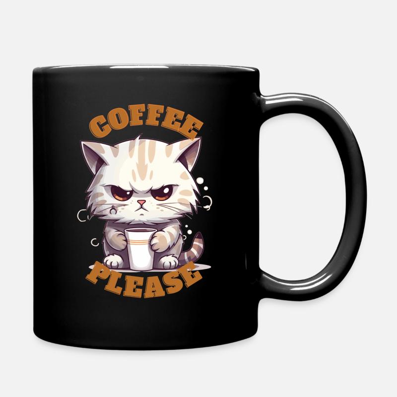 Coffee Please Cat - Full Colour Mug - black